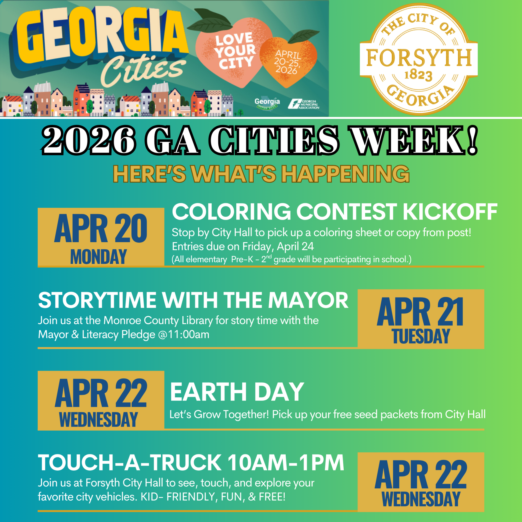 Georgia Cities Week events flyer
