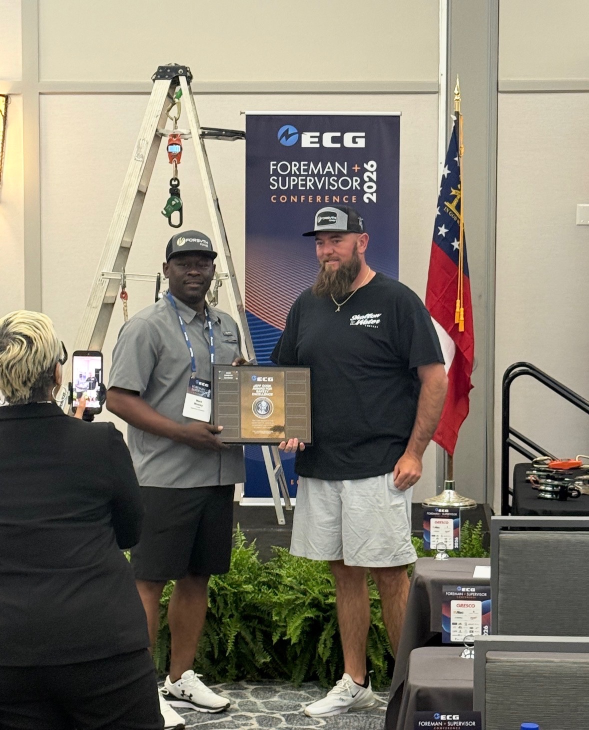 Employees accepting the award